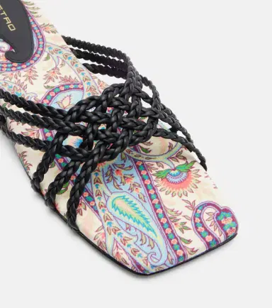 Etro Canvas-trimmed printed leather slides | Thumbnail 2 Etro Canvas-trimmed printed leather slides | Thumbnail 2