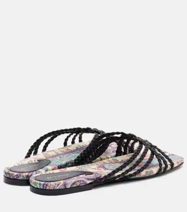 Etro Canvas-trimmed printed leather slides | Thumbnail 3 Etro Canvas-trimmed printed leather slides | Thumbnail 3