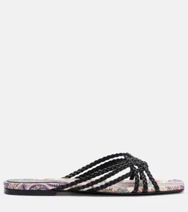 Etro Canvas-trimmed printed leather slides | Thumbnail 4 Etro Canvas-trimmed printed leather slides | Thumbnail 4