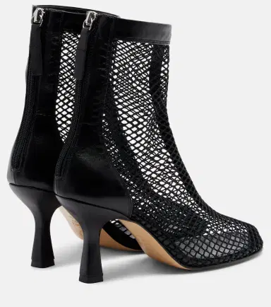 Souliers Martinez Fira leather-trimmed fishnet ankle boots | Thumbnail 2 Souliers Martinez Fira leather-trimmed fishnet ankle boots | Thumbnail 2