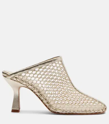 Souliers Martinez Giulia leather-trimmed fishnet mules | Thumbnail 2 Souliers Martinez Giulia leather-trimmed fishnet mules | Thumbnail 2