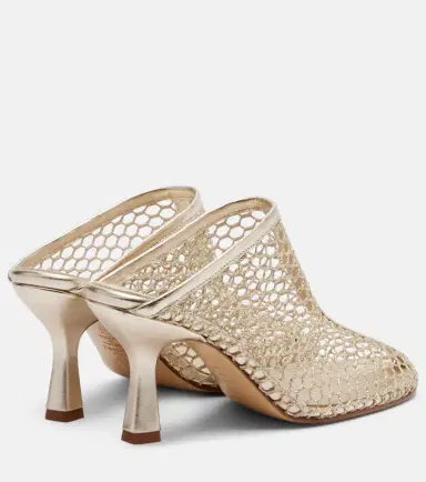 Souliers Martinez Giulia leather-trimmed fishnet mules | Thumbnail 3 Souliers Martinez Giulia leather-trimmed fishnet mules | Thumbnail 3