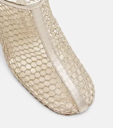Souliers Martinez Giulia leather-trimmed fishnet mules | Thumbnail 4 Souliers Martinez Giulia leather-trimmed fishnet mules | Thumbnail 4