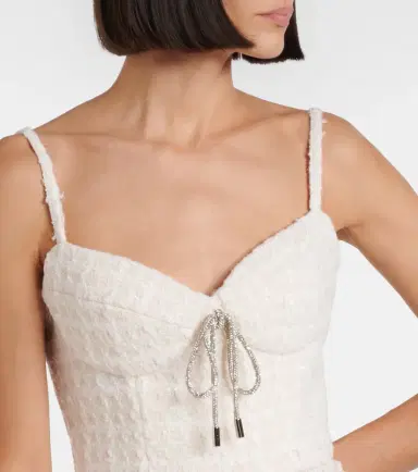 Area Embellished tweed crop top | Thumbnail 2 Area Embellished tweed crop top | Thumbnail 2