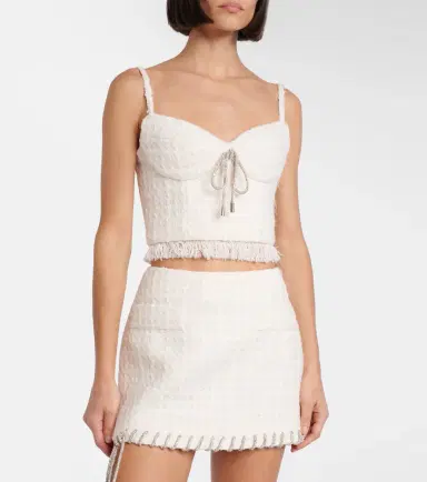 Area Embellished tweed crop top | Thumbnail 4 Area Embellished tweed crop top | Thumbnail 4
