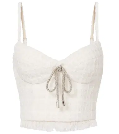 Area Embellished tweed crop top | Thumbnail 1 Area Embellished tweed crop top | Thumbnail 1