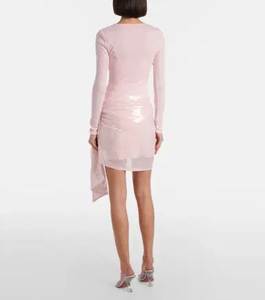 Area Pointelle sequined draped minidress | Thumbnail 2 Area Pointelle sequined draped minidress | Thumbnail 2