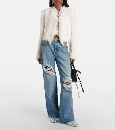 Area Distressed embellished wide-leg jeans | Thumbnail 5 Area Distressed embellished wide-leg jeans | Thumbnail 5