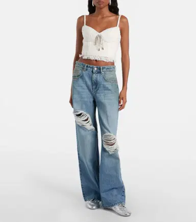 Area Distressed embellished wide-leg jeans | Thumbnail 7 Area Distressed embellished wide-leg jeans | Thumbnail 7