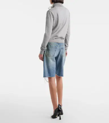 Area Distressed embellished denim shorts | Thumbnail 6 Area Distressed embellished denim shorts | Thumbnail 6