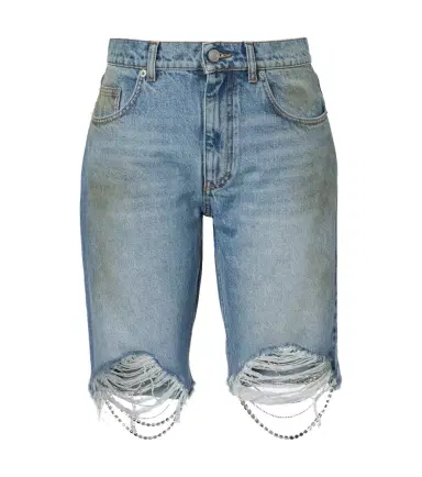 Area Distressed embellished denim shorts | Thumbnail 1 Area Distressed embellished denim shorts | Thumbnail 1