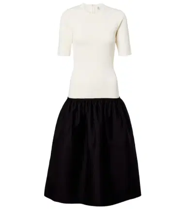 Toteme Wool and silk-trimmed midi dress | Thumbnail 1 Toteme Wool and silk-trimmed midi dress | Thumbnail 1