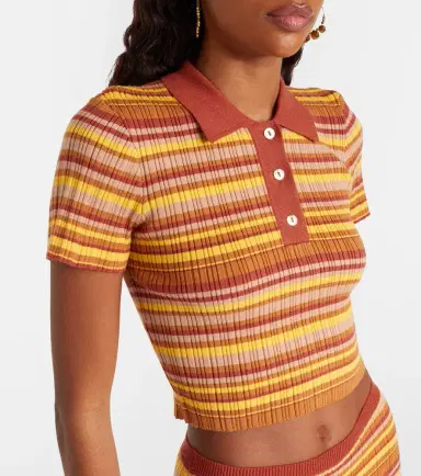 Bananhot Mike ribbed-knit striped cropped polo shirt | Thumbnail 4 Bananhot Mike ribbed-knit striped cropped polo shirt | Thumbnail 4