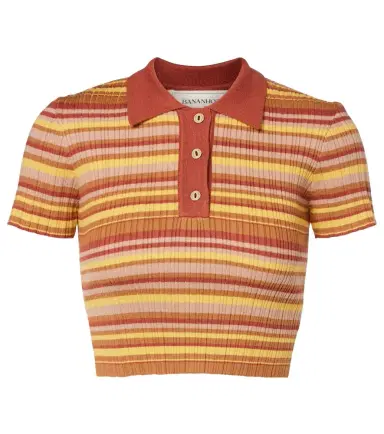 Bananhot Mike ribbed-knit striped cropped polo shirt | Thumbnail 1 Bananhot Mike ribbed-knit striped cropped polo shirt | Thumbnail 1