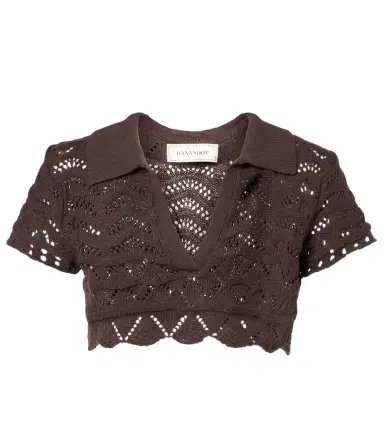 Bananhot Coco open-knit cotton-blend crop top | Thumbnail 1 Bananhot Coco open-knit cotton-blend crop top | Thumbnail 1