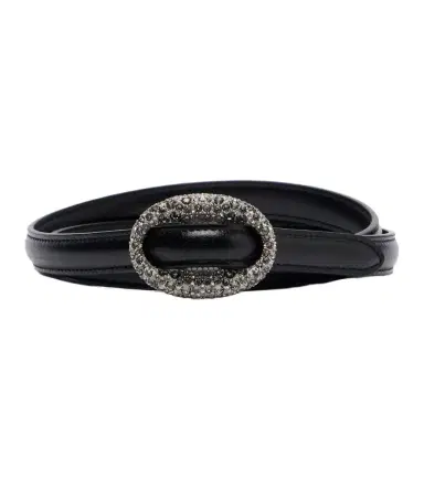 Saint Laurent Crystal-embellished leather belt | Thumbnail 1 Saint Laurent Crystal-embellished leather belt | Thumbnail 1