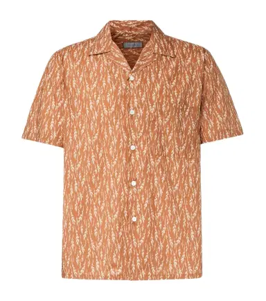 Canali Printed cotton-blend bowling shirt | Thumbnail 1 Canali Printed cotton-blend bowling shirt | Thumbnail 1