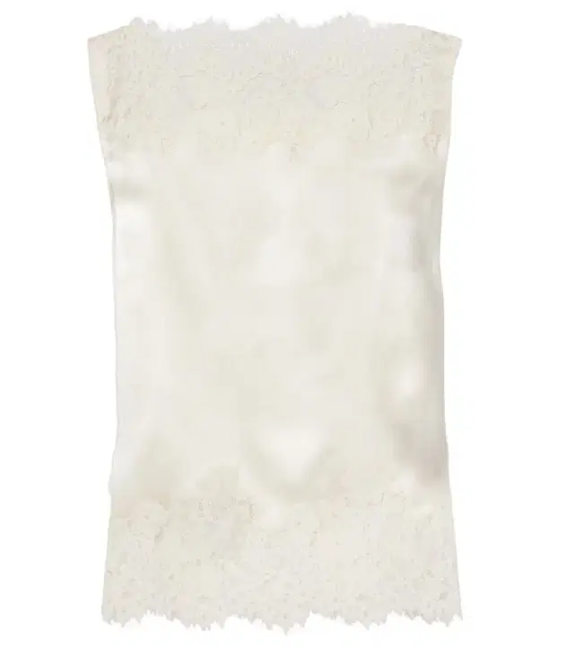 Doen Dôen Viviane cutout lace-trimmed silk top