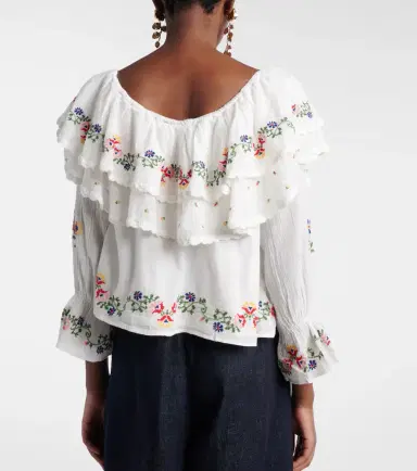 Rixo Maurine embroidered ruffled cotton top | Thumbnail 4 Rixo Maurine embroidered ruffled cotton top | Thumbnail 4