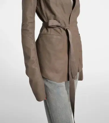 Rick Owens Hollywood virgin wool-trimmed leather blazer | Thumbnail 5 Rick Owens Hollywood virgin wool-trimmed leather blazer | Thumbnail 5