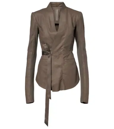 Rick Owens Hollywood virgin wool-trimmed leather blazer | Thumbnail 1 Rick Owens Hollywood virgin wool-trimmed leather blazer | Thumbnail 1