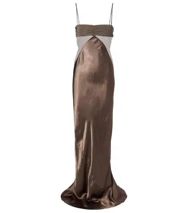 Combo silk-trimmed satin gown Combo silk-trimmed satin gown
