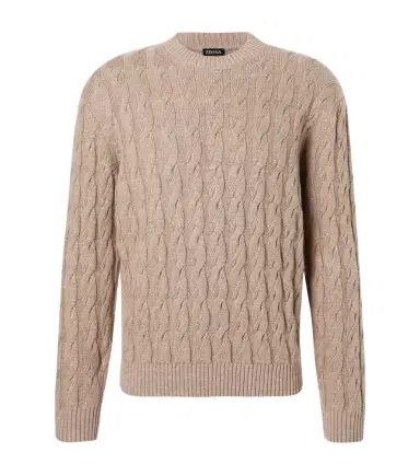Zegna Cable-knit linen, cashmere, and silk sweater | Thumbnail 1 Zegna Cable-knit linen, cashmere, and silk sweater | Thumbnail 1