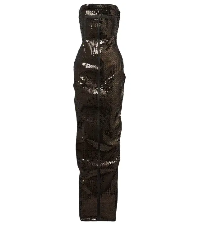 Sequined denim bustier gown Sequined denim bustier gown