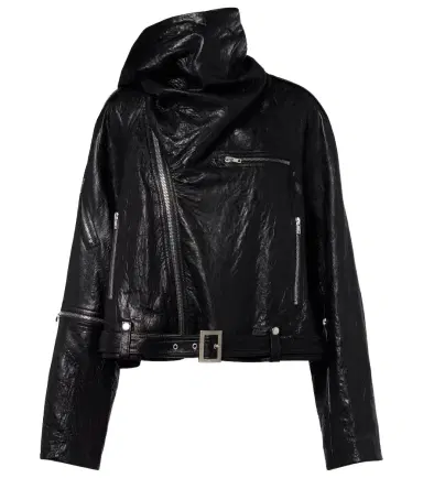 Rick Owens Scarf Light leather biker jacket | Thumbnail 1 Rick Owens Scarf Light leather biker jacket | Thumbnail 1