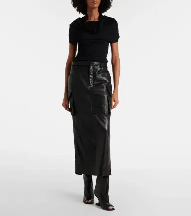 Rick Owens Firbanks leather midi skirt | Thumbnail 4 Rick Owens Firbanks leather midi skirt | Thumbnail 4