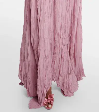 BLUMARINE Lace-trimmed plissé georgette gown | Thumbnail 6 BLUMARINE Lace-trimmed plissé georgette gown | Thumbnail 6