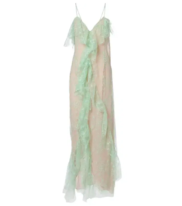 Ruffled sheer lace gown Ruffled sheer lace gown