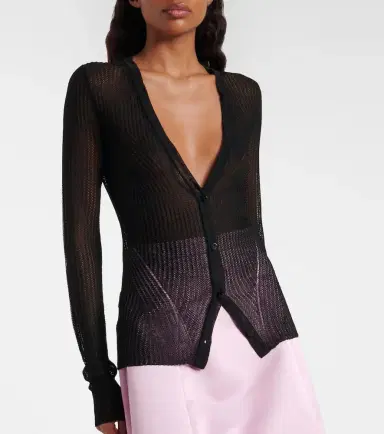 Blumarine Feather-trimmed ribbed-knit cardigan | Thumbnail 4 Blumarine Feather-trimmed ribbed-knit cardigan | Thumbnail 4