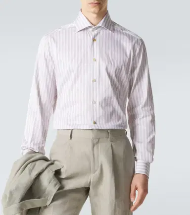Kiton Striped cotton poplin shirt | Thumbnail 4 Kiton Striped cotton poplin shirt | Thumbnail 4