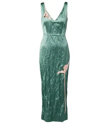 Erdem Floral-appliqué satin midi dress | Thumbnail 1 Erdem Floral-appliqué satin midi dress | Thumbnail 1