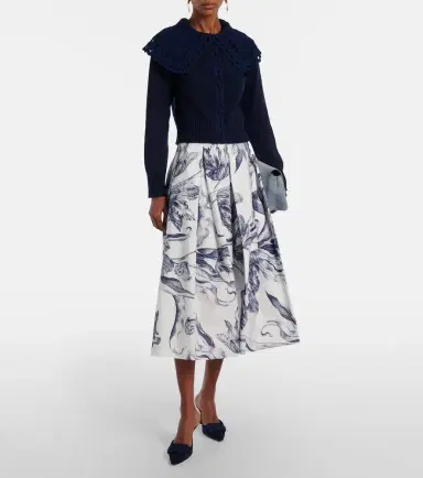 Erdem Floral cotton poplin midi skirt | Thumbnail 3 Erdem Floral cotton poplin midi skirt | Thumbnail 3