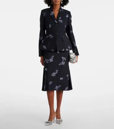 Erdem Wool and cotton jacquard pencil skirt | Thumbnail 4 Erdem Wool and cotton jacquard pencil skirt | Thumbnail 4