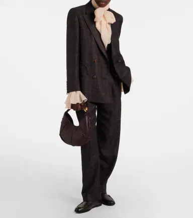 Blaze Milano Blazé Milano Fox checked wool and silk wide-leg pants | Thumbnail 2 Blaze Milano Blazé Milano Fox checked wool and silk wide-leg pants | Thumbnail 2