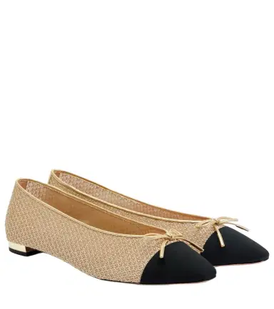Aquazzura Gioia leather-trimmed ballet flats | Thumbnail 1 Aquazzura Gioia leather-trimmed ballet flats | Thumbnail 1
