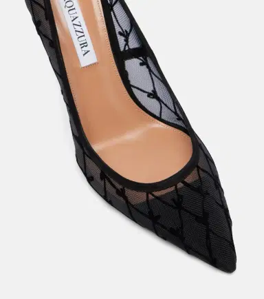 Aquazzura 85 suede-trimmed mesh pumps | Thumbnail 3 Aquazzura 85 suede-trimmed mesh pumps | Thumbnail 3