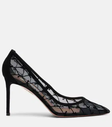 Aquazzura 85 suede-trimmed mesh pumps | Thumbnail 4 Aquazzura 85 suede-trimmed mesh pumps | Thumbnail 4