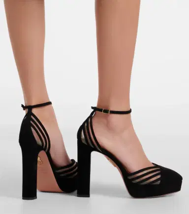 Aquazzura Alana suede and mesh platform pumps | Thumbnail 6 Aquazzura Alana suede and mesh platform pumps | Thumbnail 6