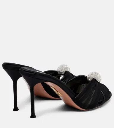 Aquazzura Mystery 85 embellished leather-trimmed satin mules | Thumbnail 4 Aquazzura Mystery 85 embellished leather-trimmed satin mules | Thumbnail 4