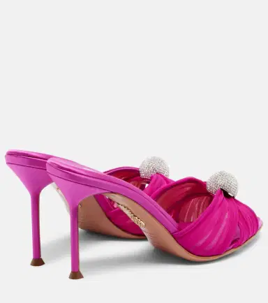 Aquazzura Mystery 85 embellished leather-trimmed satin mules | Thumbnail 2 Aquazzura Mystery 85 embellished leather-trimmed satin mules | Thumbnail 2