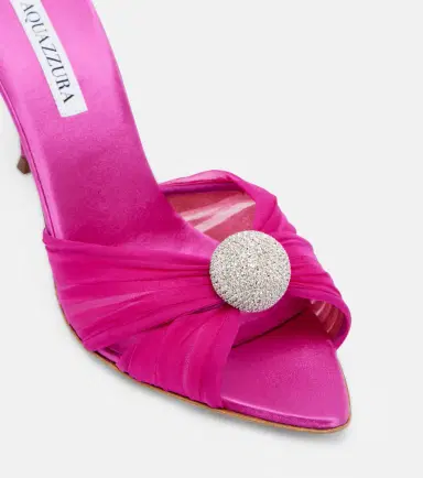 Aquazzura Mystery 85 embellished leather-trimmed satin mules | Thumbnail 4 Aquazzura Mystery 85 embellished leather-trimmed satin mules | Thumbnail 4