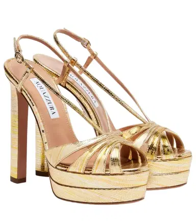 Aquazzura Aimée 130 metallic leather platform sandals | Thumbnail 1 Aquazzura Aimée 130 metallic leather platform sandals | Thumbnail 1