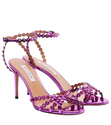 Aquazzura Tequila crystal-embellished metallic leather sandals | Thumbnail 1 Aquazzura Tequila crystal-embellished metallic leather sandals | Thumbnail 1