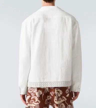 Commas Crochet-trimmed tie-neck linen-blend shirt | Thumbnail 5 Commas Crochet-trimmed tie-neck linen-blend shirt | Thumbnail 5