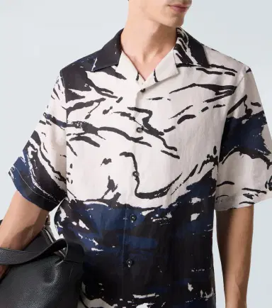 Commas Printed linen bowling shirt | Thumbnail 3 Commas Printed linen bowling shirt | Thumbnail 3