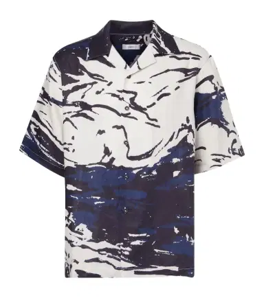 Commas Printed linen bowling shirt | Thumbnail 1 Commas Printed linen bowling shirt | Thumbnail 1